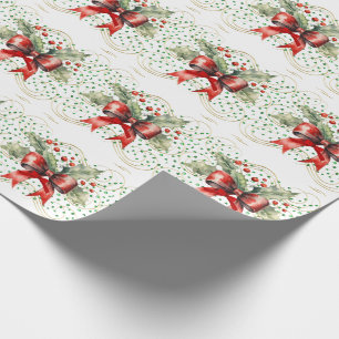 Papier Cadeau Houx sur Pierres Vertes