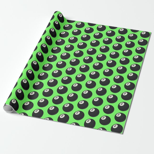 Papier Cadeau Huit boule Y2K Snooker 90s néon citron vert (Déroulé)