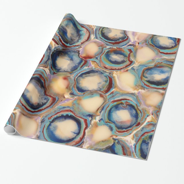 Papier Cadeau Huîtres et papier d'emballage d'agates (Déroulé)