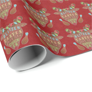Papier Cadeau Humour drôle de renne de poulet de Blitzen de Noël