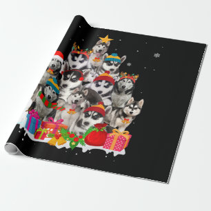 Papier Cadeau Husky  Amoureux des chiens Sibérien Husky Christma