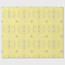 Papier Cadeau Hydrangea Block Motif jaune et bleu