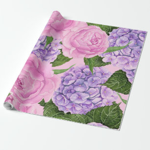 Papier Cadeau Hydrangea et motif de pivoine