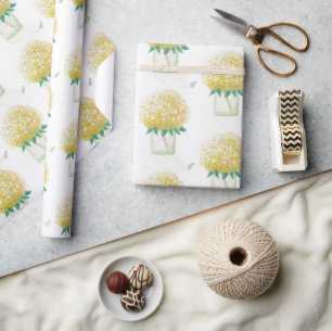 Papier Cadeau Hydrangée jaune