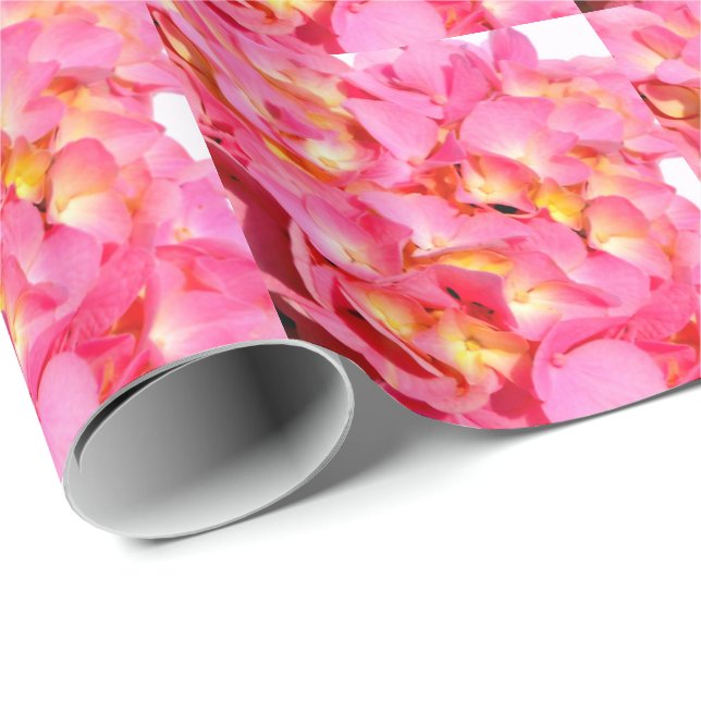 Papier Cadeau Hydrangée rose fleur rose rose rose floral (Coin rond)