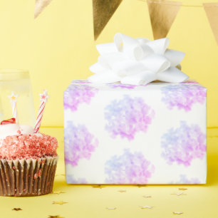 Papier Cadeau Hydrangée S'Éclate Sur Blanc