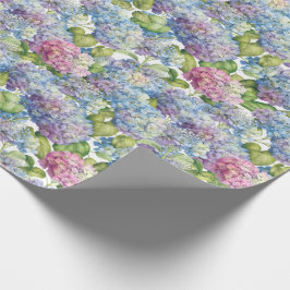 Papier Cadeau Hydrangées bleu rose en fleurs