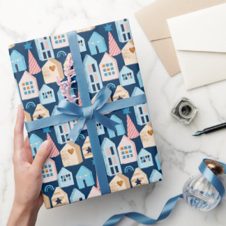 Papier Cadeau Hygge Scandinavian NordMaisons motif de Noël