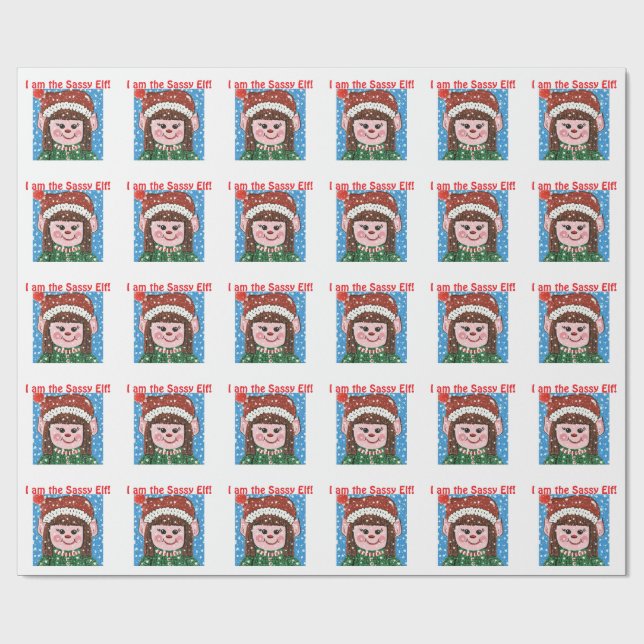 Papier Cadeau I am the Sassy Elf Wrapping Paper (Plat)