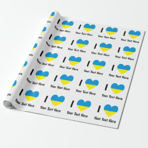 Papier Cadeau I (Coeur du drapeau ukrainien) Votre texte personn