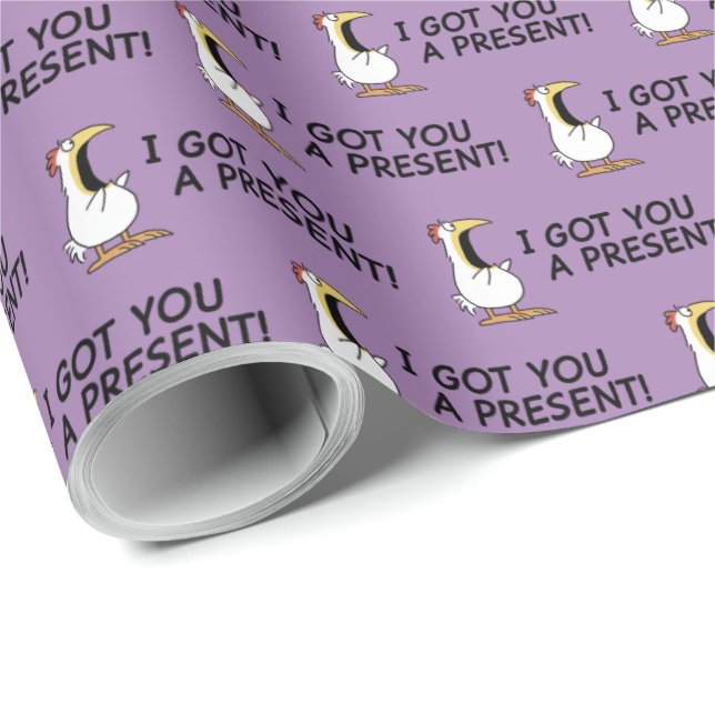 Papier Cadeau I GOT YOU A PRESENT! shouty chicken (Coin rond)