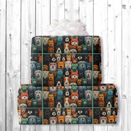 Papier Cadeau I Love Dogs mignon Cadeau Anniversaire Roll of