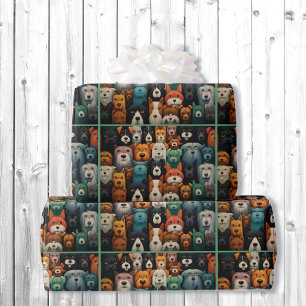 Papier Cadeau I Love Dogs mignon Cadeau Anniversaire Roll of