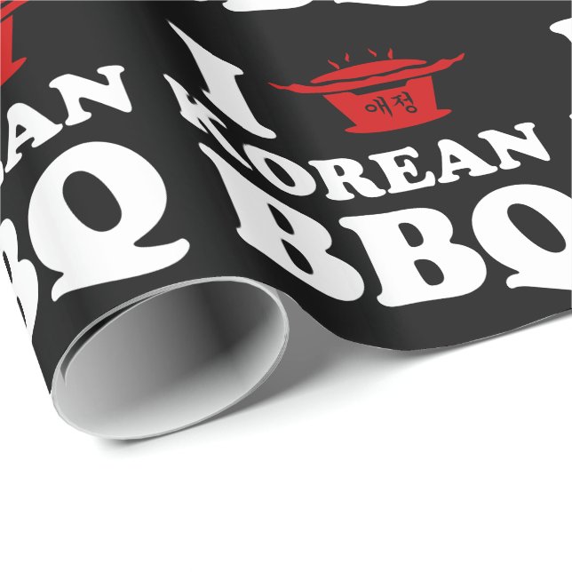 Papier Cadeau I Love Korean BBQ (고 기 구 이) (Coin rond)