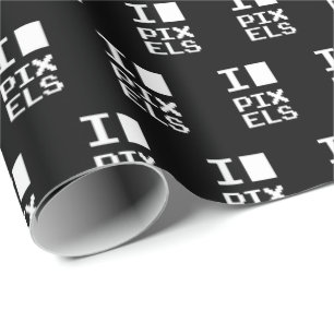 Papier Cadeau I Love Pixels, design geek, art des pixels