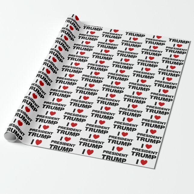Papier Cadeau I Love Président Trump Heart (Déroulé)