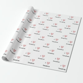 Papier Cadeau I Love Saxophone Red Heart of Music Notes