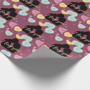 Papier Cadeau I Love You Candy Hearts Couple Valentine's Day