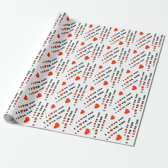 Papier Cadeau I love you red (Déroulé)