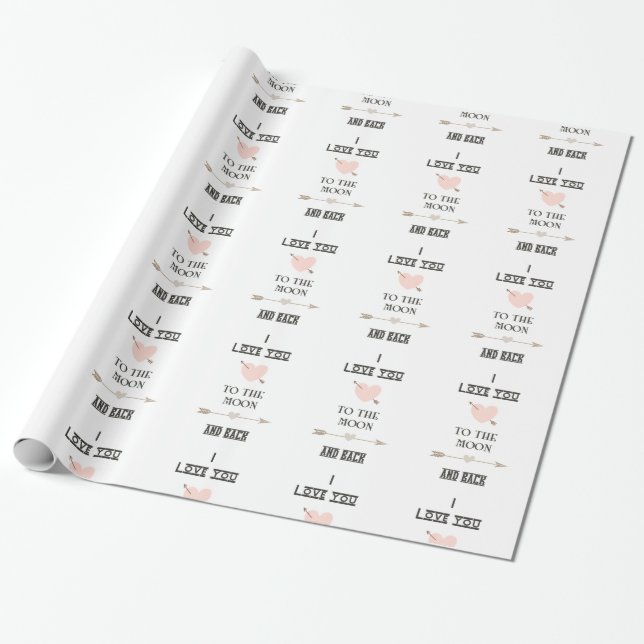 Papier Cadeau I love you to the moon and back (Déroulé)