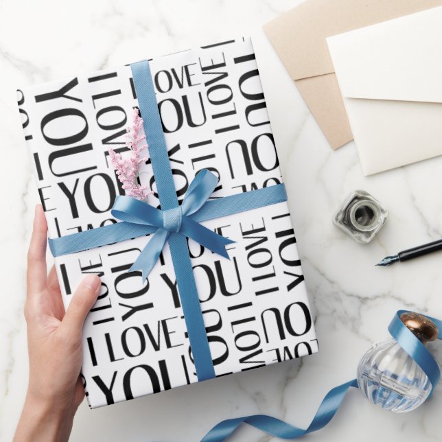 Papier Cadeau I Love You Typography Collage (Cadeaux)