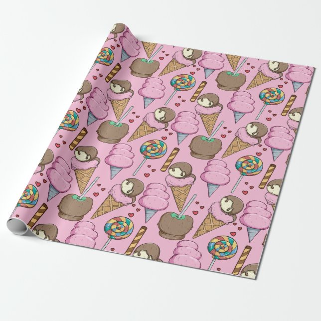 Papier Cadeau Ice cream pattern | Lollies pattern | lollipop 26 (Déroulé)