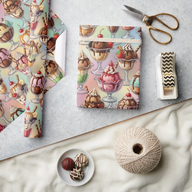 Papier Cadeau Ice Cream Sundae Wrapping Paper (Artisanat)