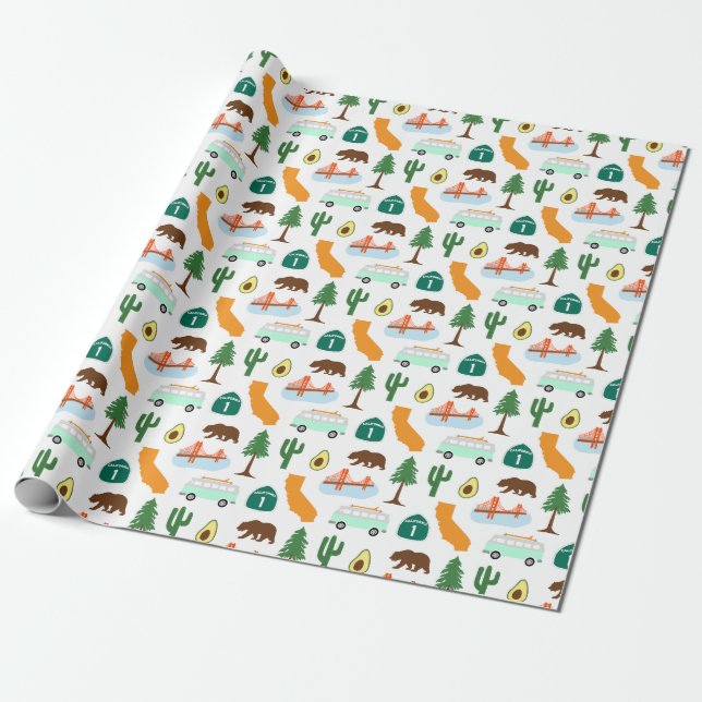 Papier Cadeau Icônes de Californie (Déroulé)