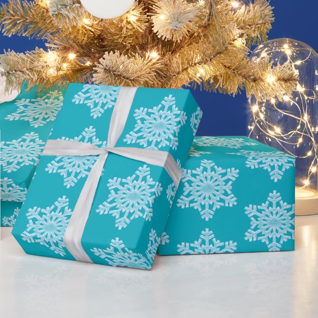 Papier Cadeau Icy Aqua Turquoise Froid Snowflakes hiver Noël W (Vacances)