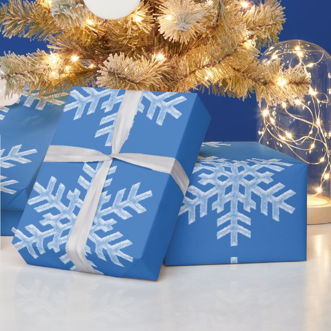 Papier Cadeau Icy Blue Frozen Snowflakes Frosté hiver Noël (Vacances)