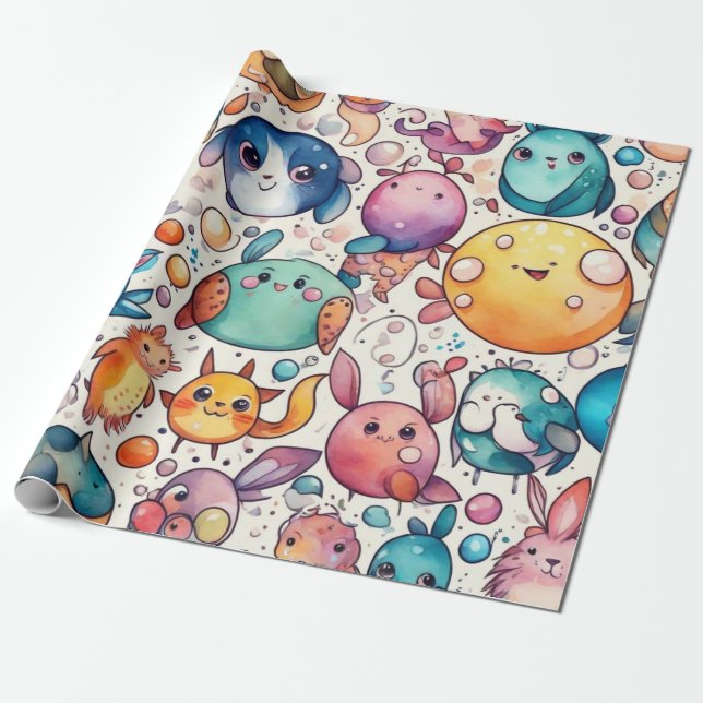 Papier Cadeau Idées cadeaux pour animaux mignons Papier d'envelo (Déroulé)