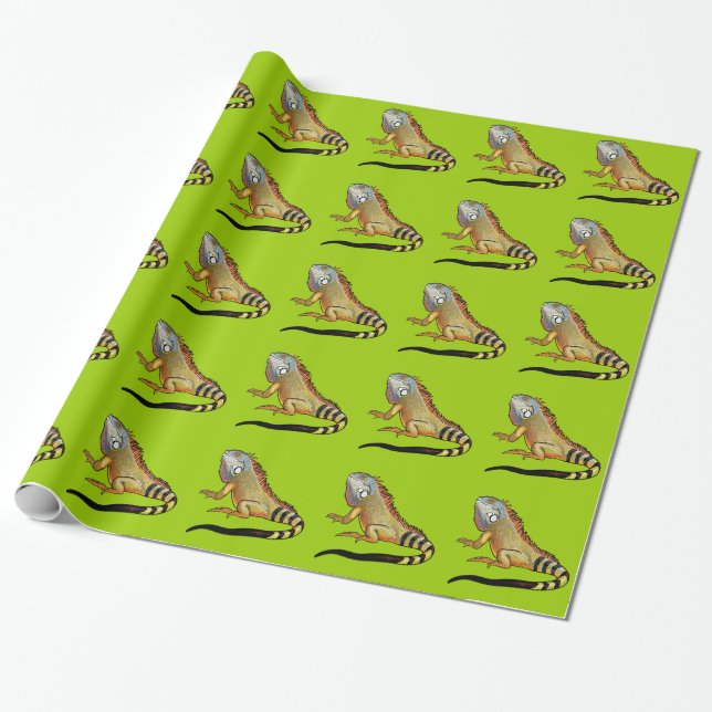 Papier Cadeau iguane vert (Déroulé)