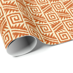 Papier Cadeau Ikat Aztec Tribal - Mandarin et Orange clair