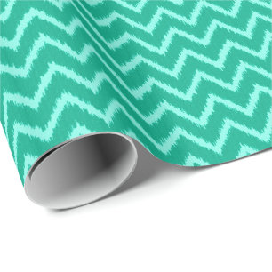 Papier Cadeau Ikat Chevrons - Turquoise et aqua