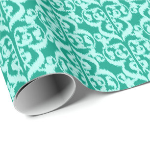 Papier Cadeau Ikat Moorish Damask - paon et aqua