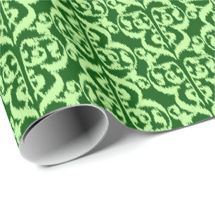 Papier Cadeau Ikat Moorish Damask - vert pin et menthe