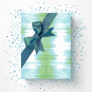 Papier Cadeau Ikat scintillant en vert et aquarelle
