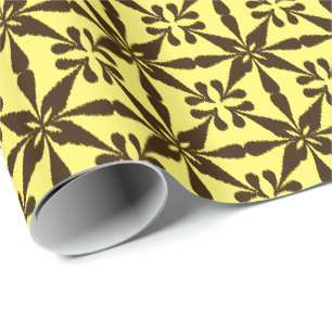 Papier Cadeau Ikat Star Motif - Brown et jaune