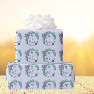 Papier Cadeau Il est ressuscité belle religion Pâques violet