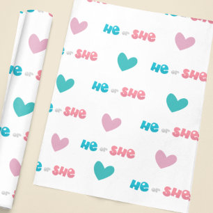 Papier Cadeau Il ou elle Blue Rose Genre Revevela Party