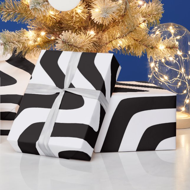 Papier Cadeau illusion d'étoile noire et blanche (Vacances)
