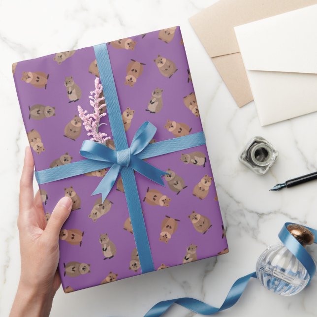 Papier Cadeau Illustrated Quokkas on Purple (Cadeaux)