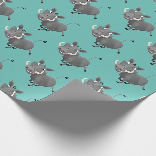 Papier Cadeau Illustration amusante d'un cochon de phacochère af (Coin)