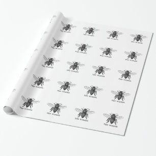 Papier Cadeau Illustration d'abeille ouvrière vintage