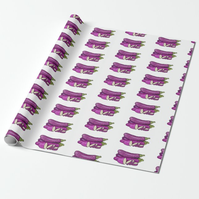 Papier Cadeau Illustration d'aubergine (Déroulé)