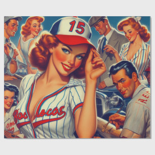 Papier Cadeau Illustration de baseball vintage