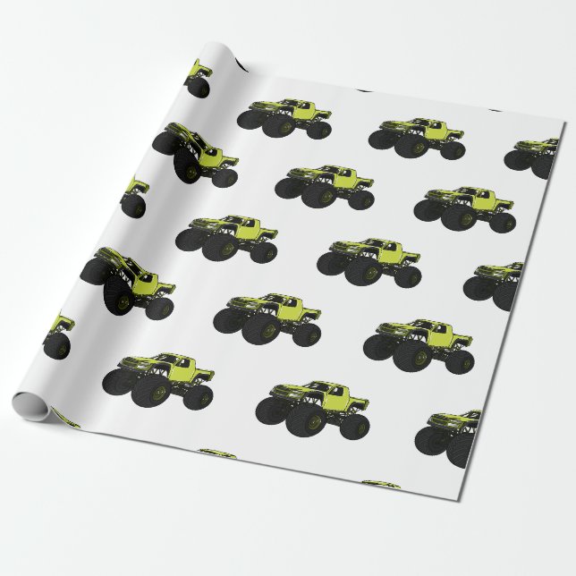 Papier Cadeau Illustration de camion monstre (Déroulé)