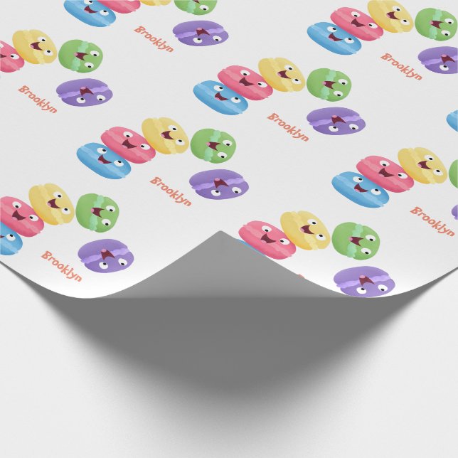 Papier Cadeau Illustration de caricature de macarons marrant mig (Coin)