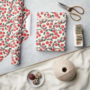 Papier Cadeau Illustration de cerise rouge joyeuse
