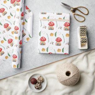 Papier Cadeau Illustration de champignons rouges mignons à l'aqu